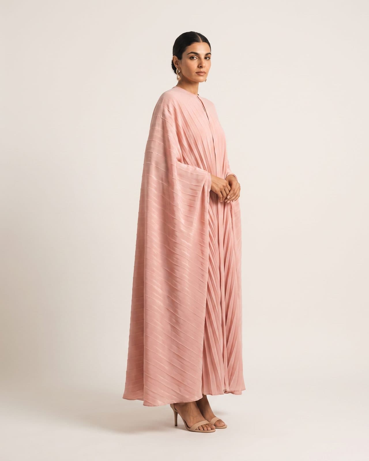Blush Pleated Cape Abaya — Blush