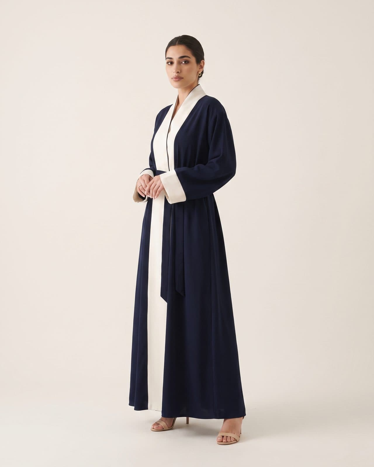 Navy Bicolour Abaya — Navy / Ivory